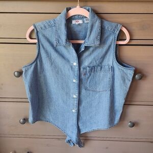 Levi's Womens Front Knot Sleeveless Denim Top